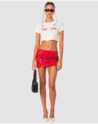 EDIKTED - Bowie Embroidered Cropped T-Shirt
