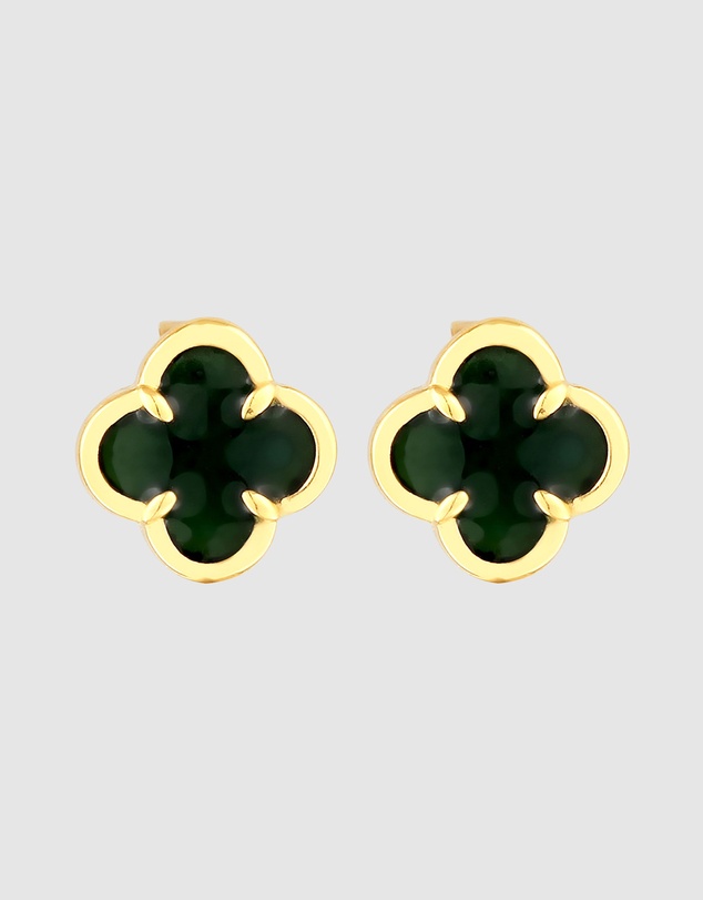 Kuzzoi - ICONIC EXCLUSIVE - Cloverleaf Stud Earrings in Gold-Plated 925 Sterling Silver