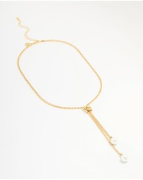 Lovisa - Gold Plated Pearl Lariat Adjustable Necklace