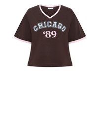 City Chic - Plus size Oversized V Neck Tee - chocolate