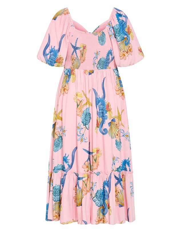 City Chic - Plus size Giselle Seahorse Print Maxi Dress - pink