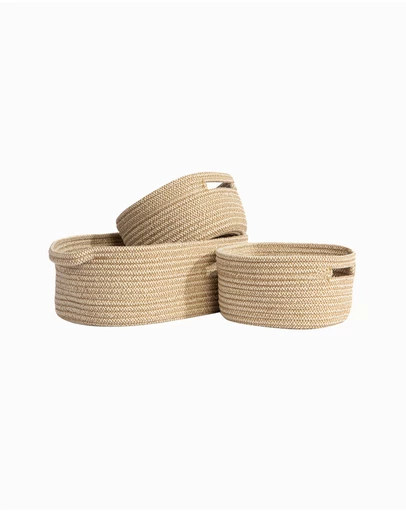 Living Textiles - 3 Pc Cotton Rope Storage Set - Natural