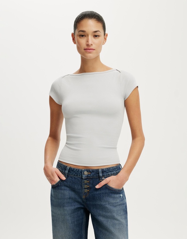 Cotton On - Boatneck Cap Sleeve Tee