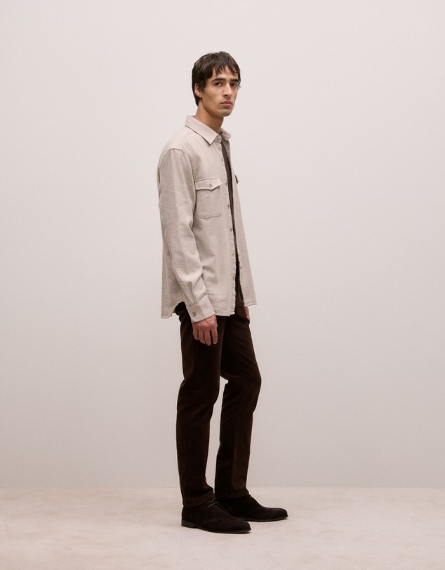 Trenery - Brushed Herringbone Overshirt in Putty