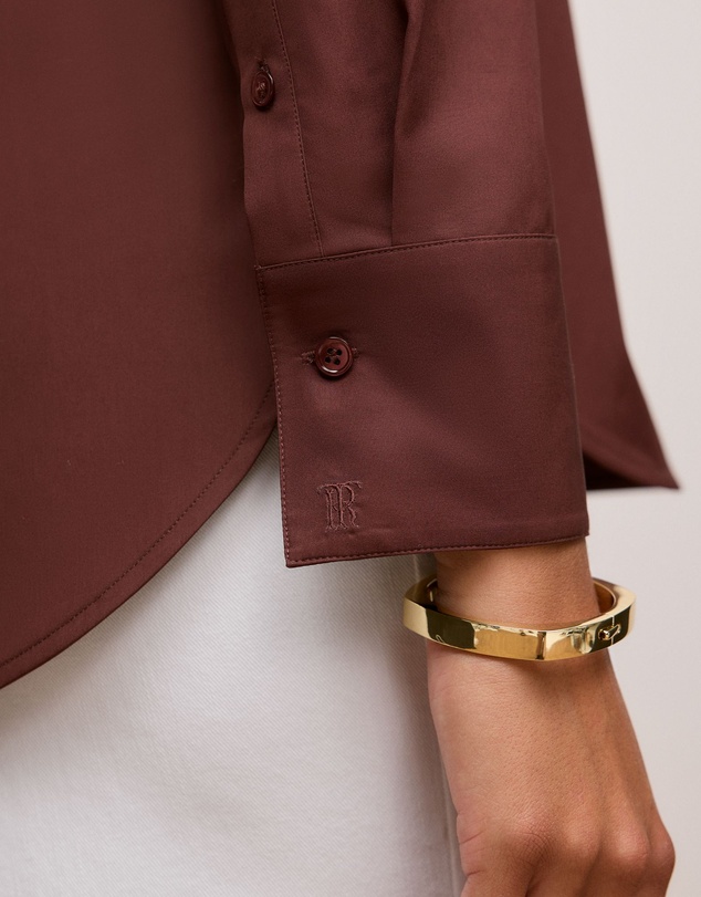Trenery - Cotton Poplin Long Sleeve Shirt in Espresso