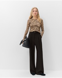 UNISON - Long Sleeve Ruched Mesh Top