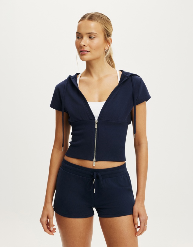Cotton On Body Active - Sculpt Fleece Cap Sleeve Zip Through Top