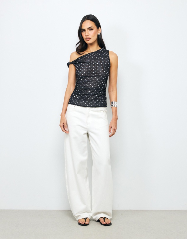 AERE - Chloe Mesh SS Off Shoulder Top