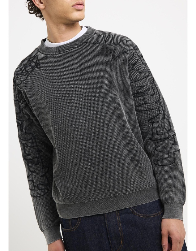 Black Noise White Rain - Scrawl Waffle Knit Jumper