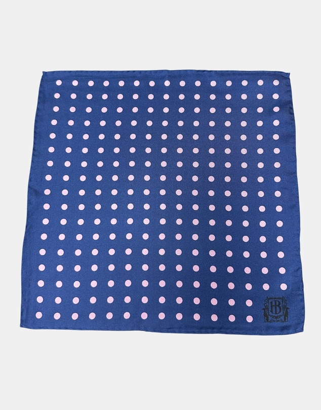 Henry Bucks - HENRY BUCKS Polka Dot Pocket Square NAVY/PINK