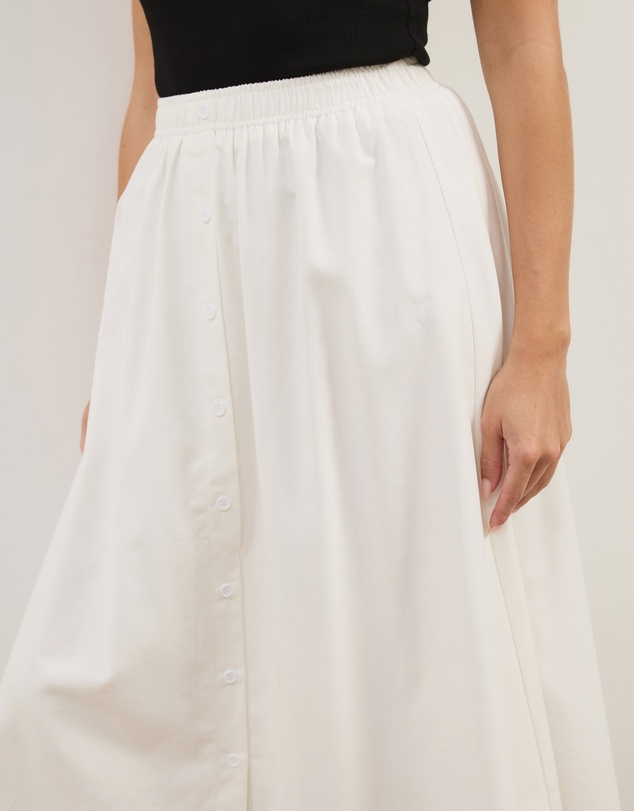 Atmos&Here - Darla Linen Blend Button Midi Skirt