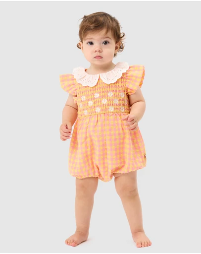 Goldie + Ace - Lightweight Cotton Lani Shirred Romper - ICONIC EXCLUSIVE - Babies