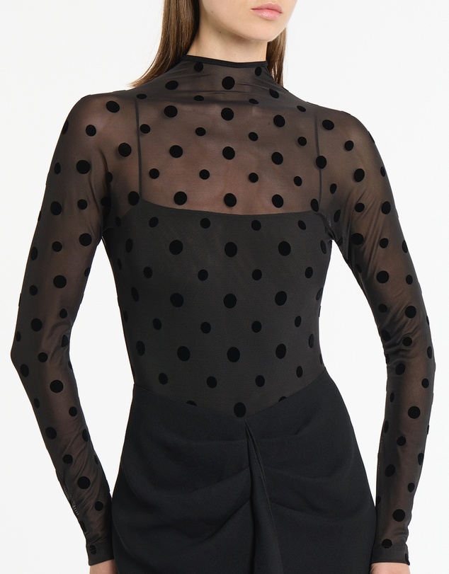 Carla Zampatti - Black Mesh Spot Contrast Gown