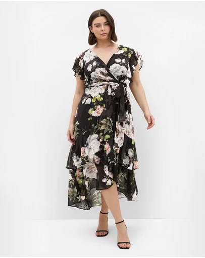 City Chic - Plus size Demure Bloom Maxi Dress - black