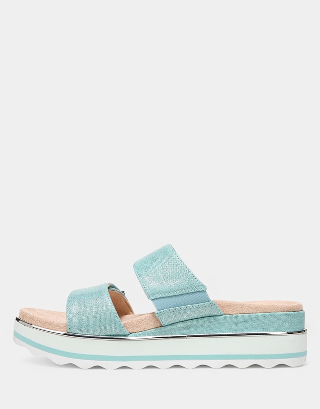 Vionic - Brandie Flatform Slide - Aqua Metallic