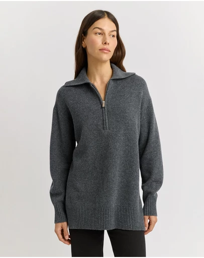 Toorallie - Relaxed Longline Zip Polo