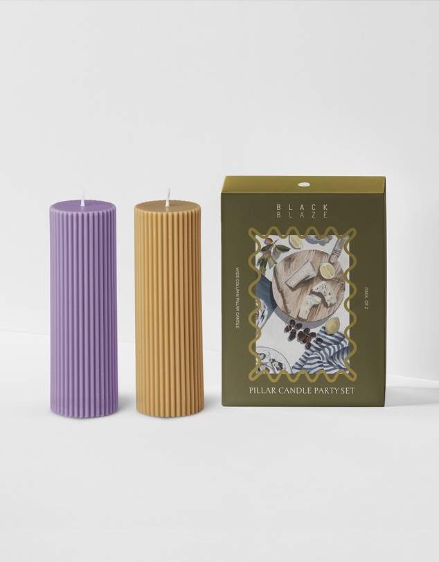 Black Blaze - Wide Column Pillar Candle Party Set