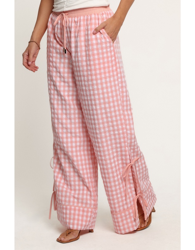 Petal & Pup - Rafa Wide Leg Pants - Pink Gingham