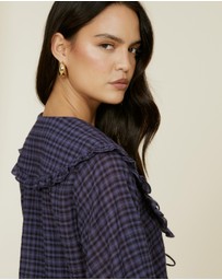 The Fated - Montant Check Tie Blouse