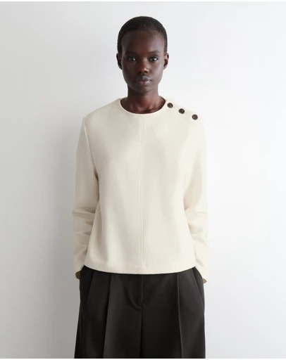 COS - Button-Detail Boiled-Wool Sweatshirt