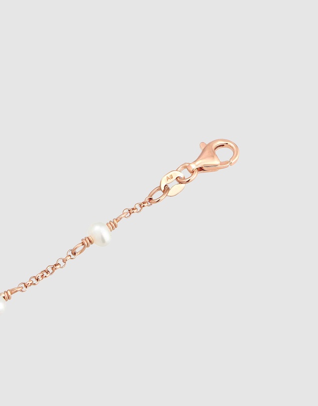 Elli Jewelry - Freshwater Pearl Anklet in Rose Gold-Plated 925 Silver