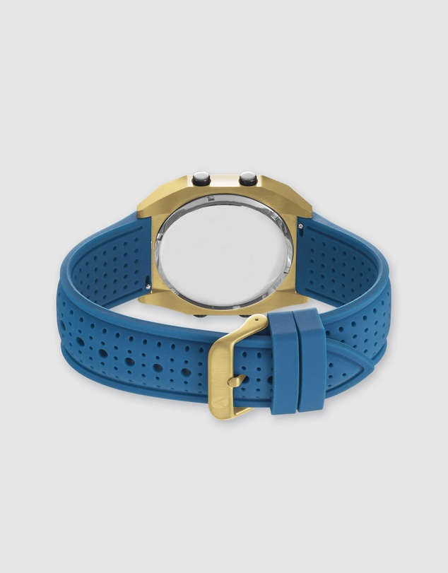 Maxum - Raglan Tide Watch – Gold Case, Black Dial & Blue Silicone Strap