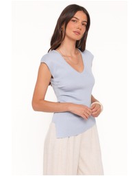 Petal & Pup - Tori Side Cinch Knitted Top - Light Blue