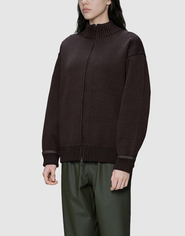 RAINS - Women's Sowa Knit Zip Cardigan Bark/Black