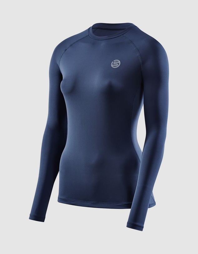SKINS - SKINS Compression Women's Series-2 Activewear Long Sleeve Top Navy Blue
