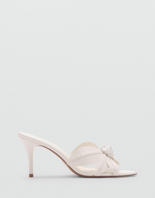 M.N.G - Leather Sandals with Flower Heels