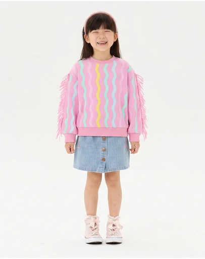 Rock Your Kid - Candy Stripe Funky Fringe Sweatshirt