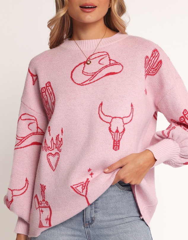 Petal & Pup - Jax Western Knit Sweater - Pink