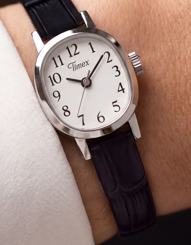 TIMEX - Cavatina® Mini 17mm Black Crocodile Leather Strap Watch