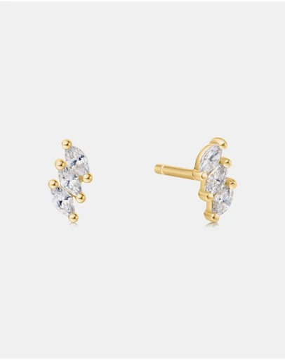 Ania Haie - Ania Haie Gold Triple Marquise Stud Earrings