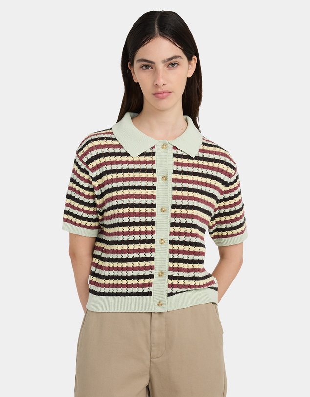 Element - Womens Crochet Stripes Polo Shirt