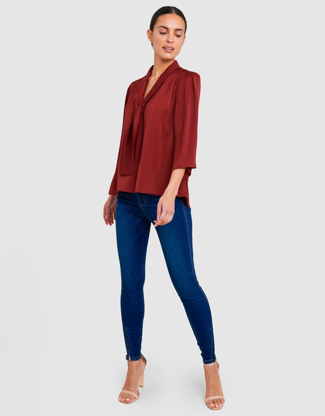 Forcast - Yaretzi Tie Neck Blouse