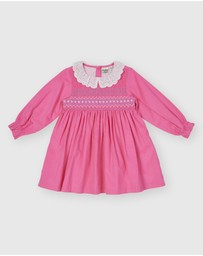 Goldie + Ace - Daphne Long Sleeve Corduroy Smocked Dress - ICONIC EXCLUSIVE - Babies-Kids