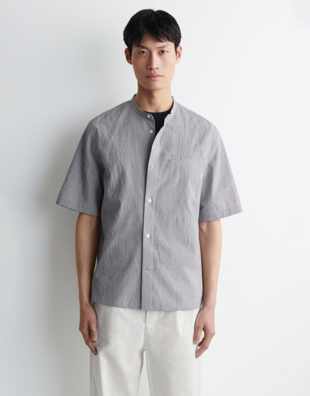 COS - Relaxed-Fit Seersucker Grandad-Collar Shirt