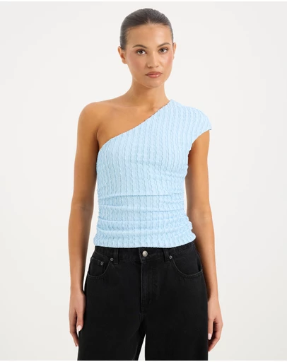 Calli - Raya Textured Jersey One Shoulder Top