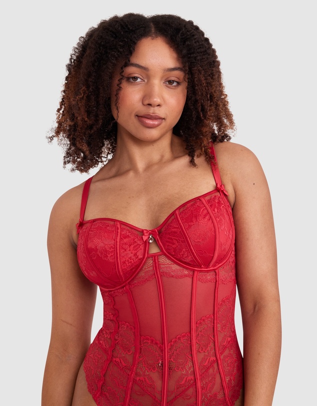 Bras N Things - Bethany Underwire Bodysuit - Red