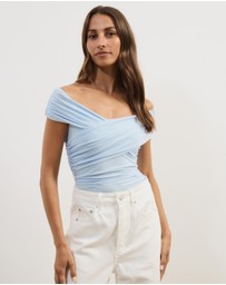 Atmos&Here - Ophelia Cross Off Shoulder Mesh Top