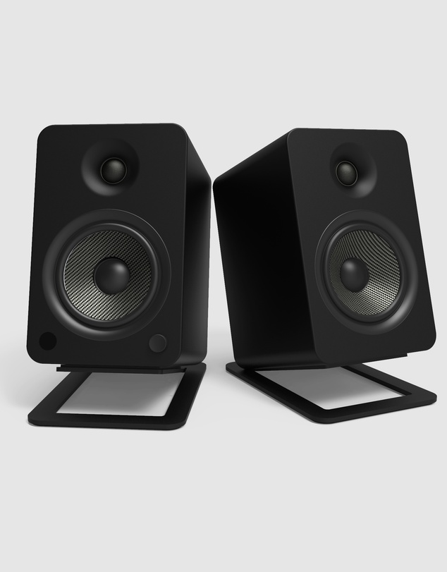 iWorld - Kanto S6 Angled Desktop Speaker Stands for Large Speakers - Pair, Black