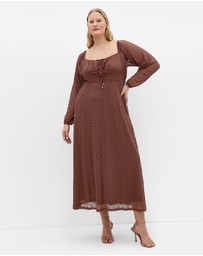 City Chic - Plus sizeLani Lace Long Sleeve Midi Dress - chocolate