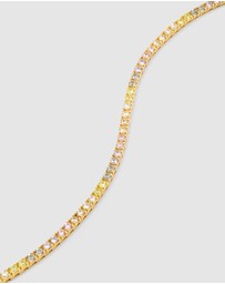 Wanderlust + Co - Pave 14K Gold Vermeil Rainbow Tennis Bracelet