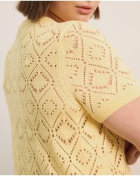 Atmos&Here Curvy - Hani Short Sleeve Open Knit Cardigan