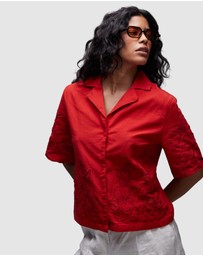 TOPSHOP - Co-Ord Cutwork Crop Shirt