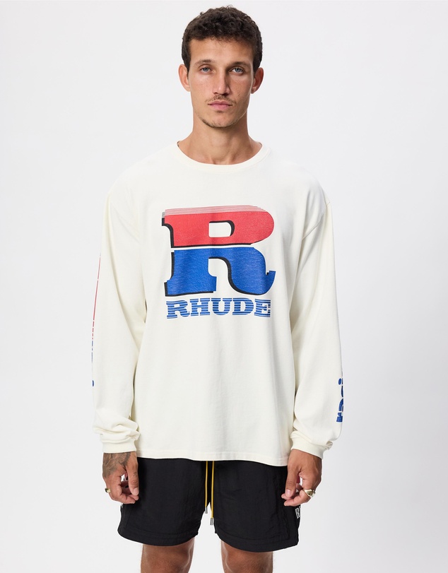 RHUDE - Split Petrol Logo LS Tee