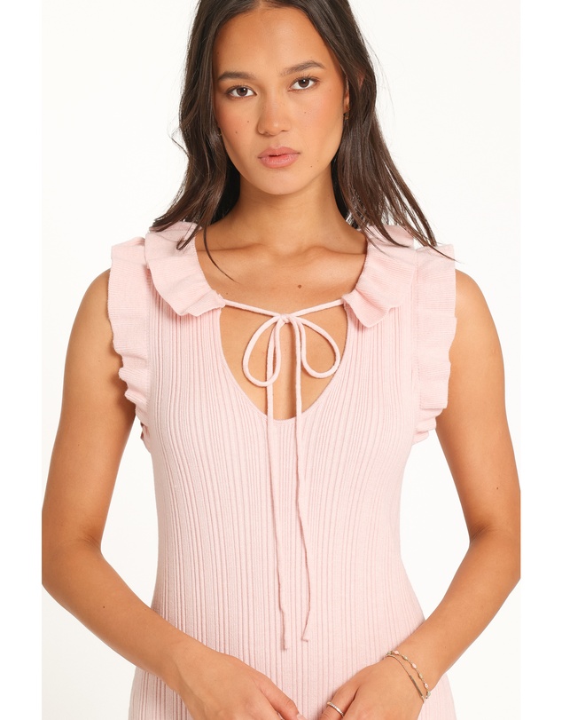 Petal & Pup - Beverly Frill Knit Maxi Dress - Fairy Floss Pink