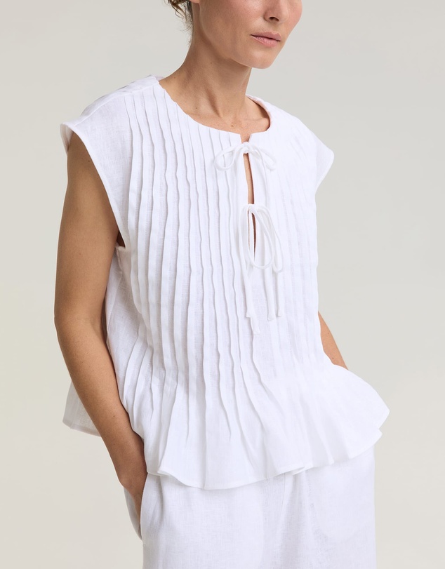Sportscraft - Ariana Pintuck Linen Blouse