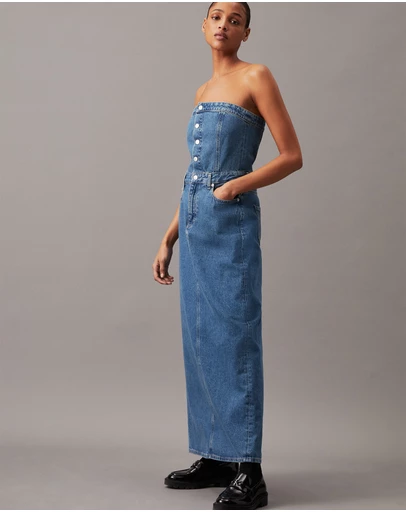 Calvin Klein Jeans - Strapless Denim Maxi Dress